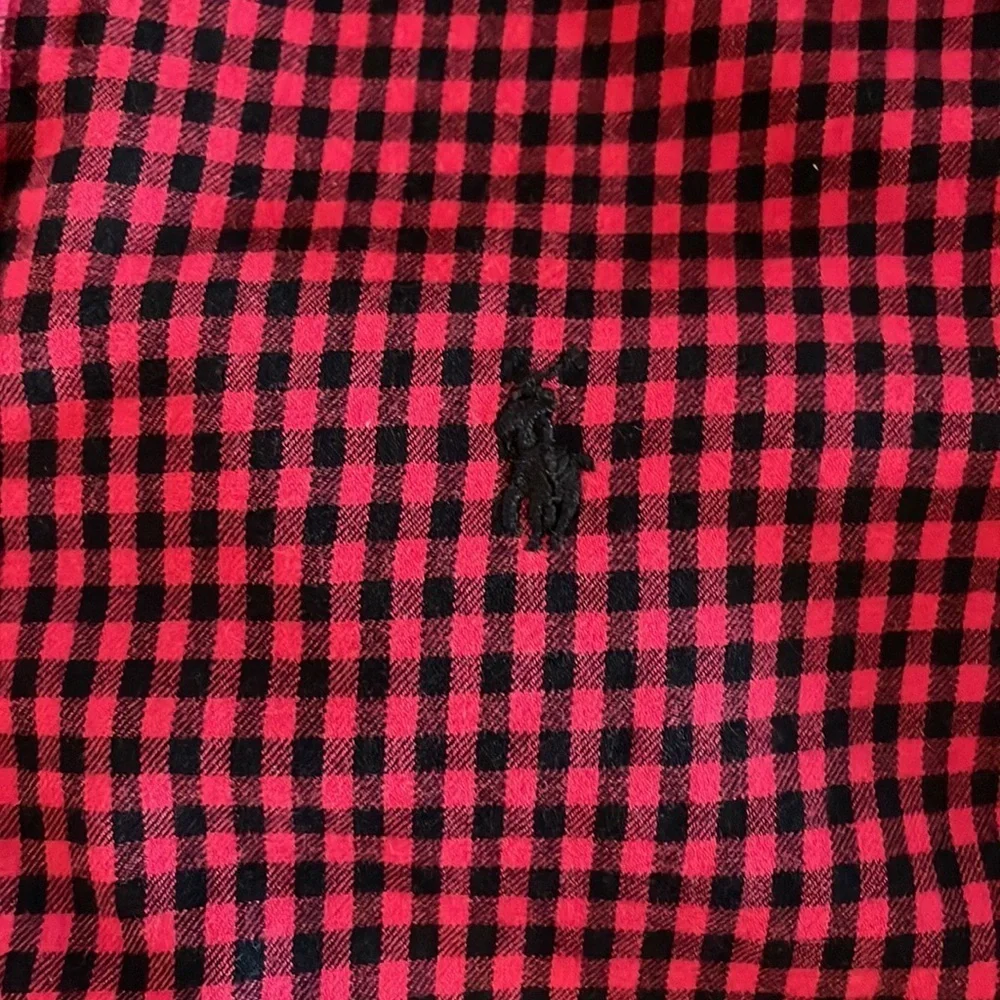 Ralph Lauren boys kids button down collared long sleeve shirt red plaid size 5